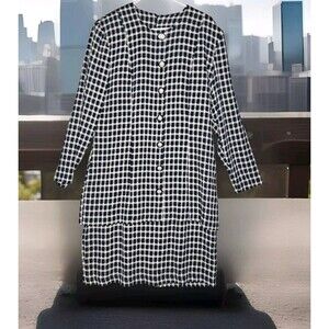 Ultra Dress Teacher Trapeze Dress Womens 12 Blue Cream Gingham Plaid Cottagecore